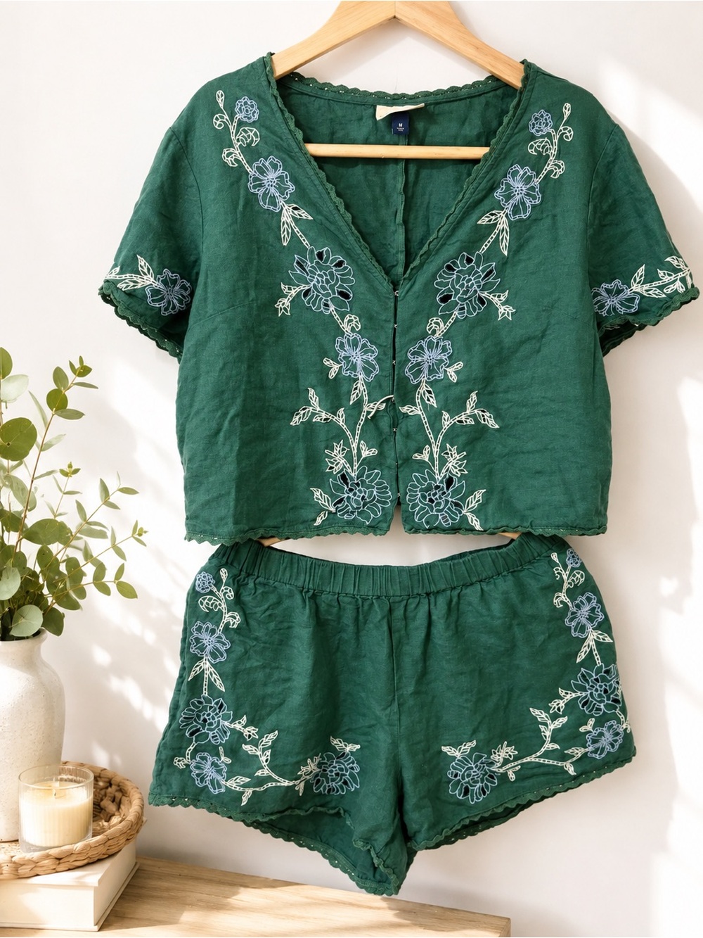 Embroidered Green Two-Piece set